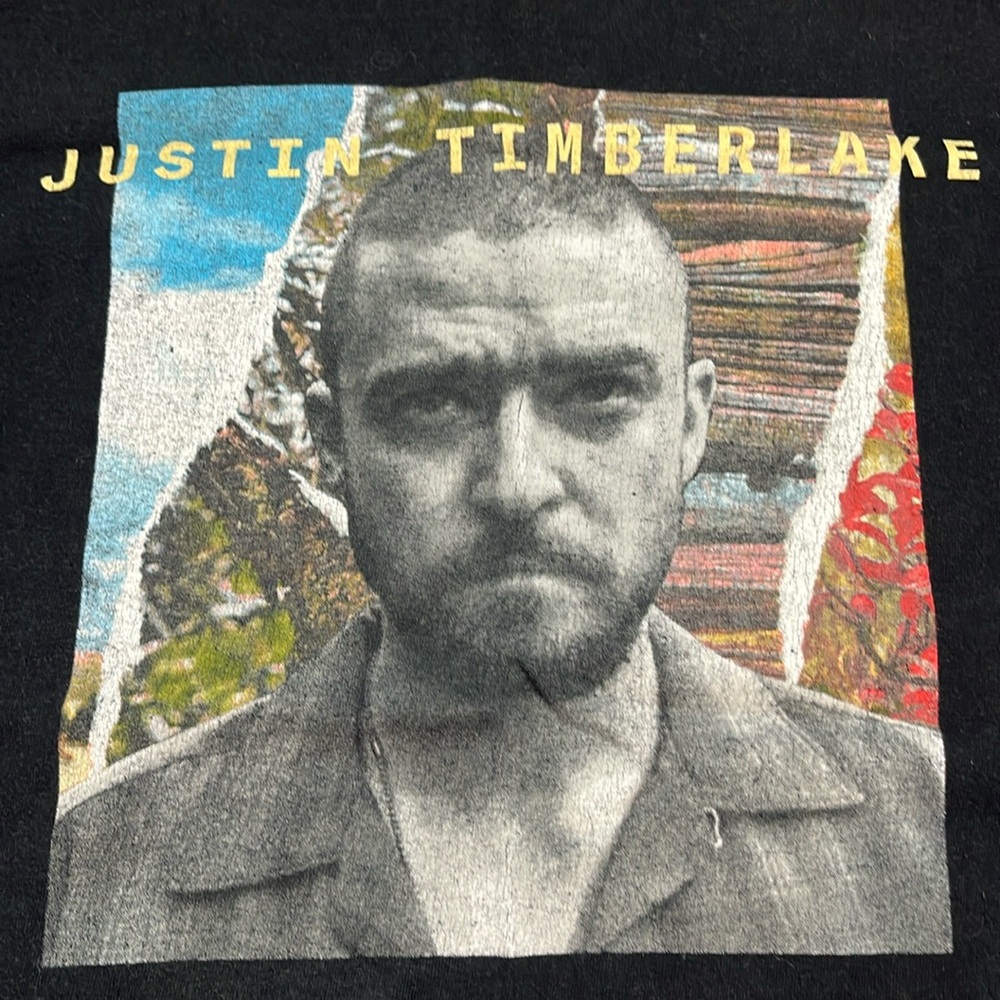 Justin Timberlake The man in the woods BLACK Concert shirt TOUR dates T shirt Lg